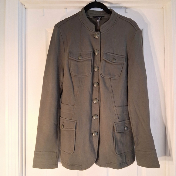 Torrid Olive Green Military Style Jacket Button Down 100% Cotton Soft Comfy - Picture 2 of 12